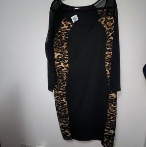 Intriguing Threads Black Animal Print Dress 3X